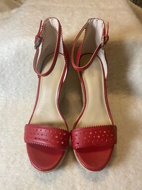 Botkier Red Perforated Ankle-Strap Sandals